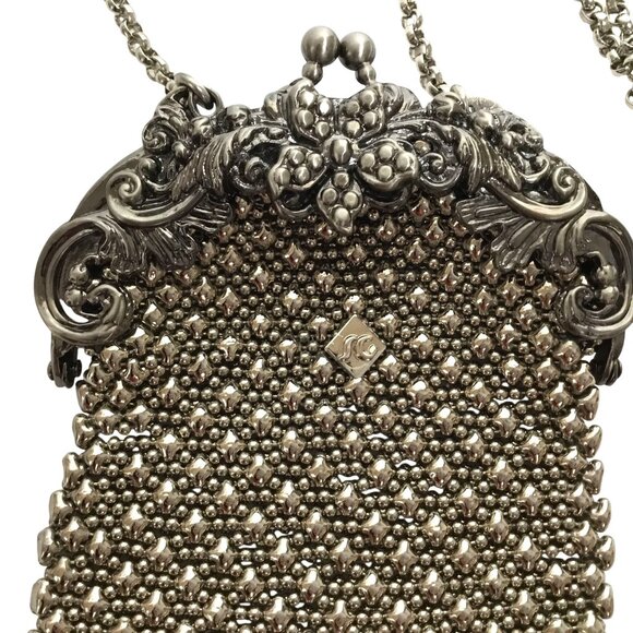 SERGIO GUTIERREZ Women Liquid Metal Mesh Purse Kiss Lock Silver Avant Garde OS